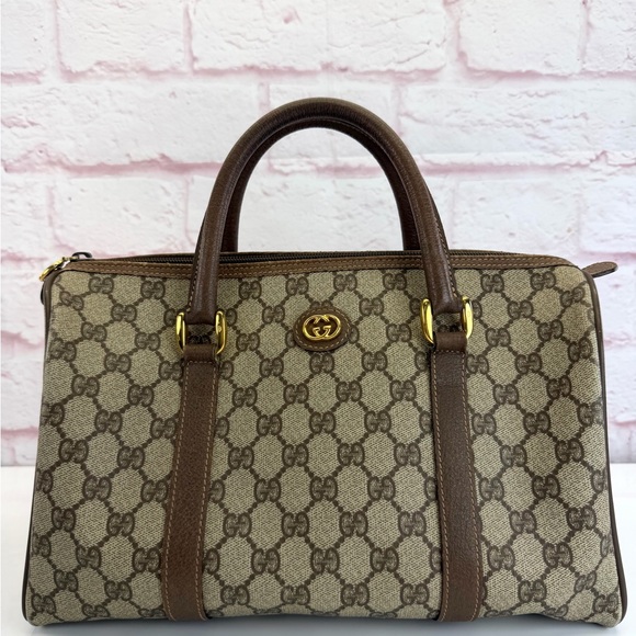 Gucci Handbags - Gucci Vintage GG Canvas Sherry Line Leather Top-Handle Satchel